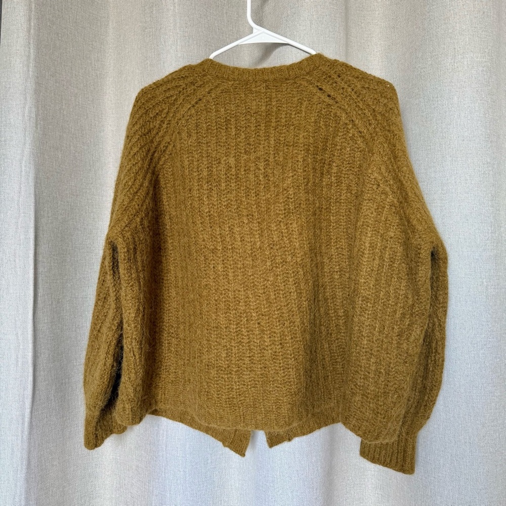 Sezane Moss Green Wool Blend Button Cardigan - Picture 4 of 11